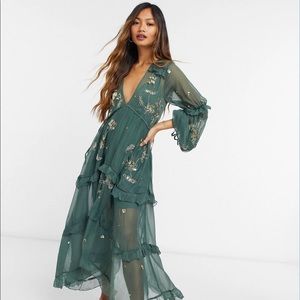 ASOS smock midi dress in green size 6